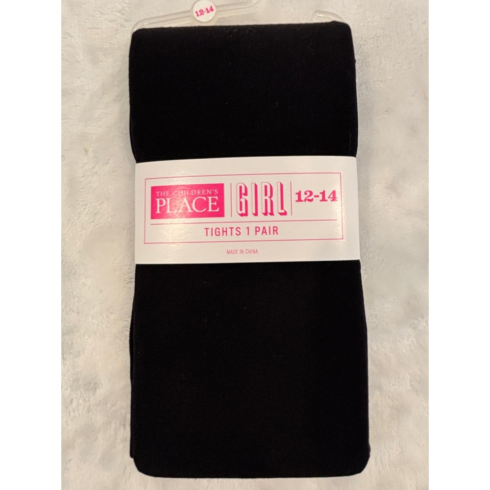 The Childrens Place Girls Black Tights Size 12-14 Solid Opaque Stretch Leggings